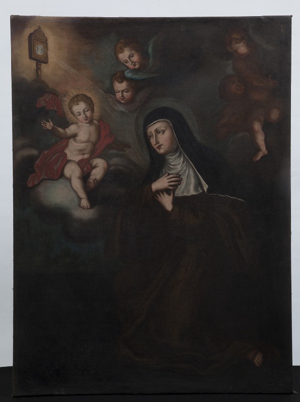 Ambito napoletano sec. XIX, Santa Chiara in olio su tela
