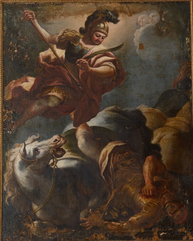 Ambito molisano sec. XVIII, Dipinto di San Mercurio atterra Giuliano l'Apostata