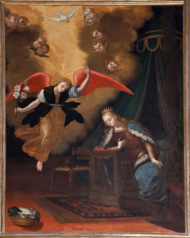 Bottega toscana sec. XVII, Dipinto olio su tela raffigurante l'Annunciazione