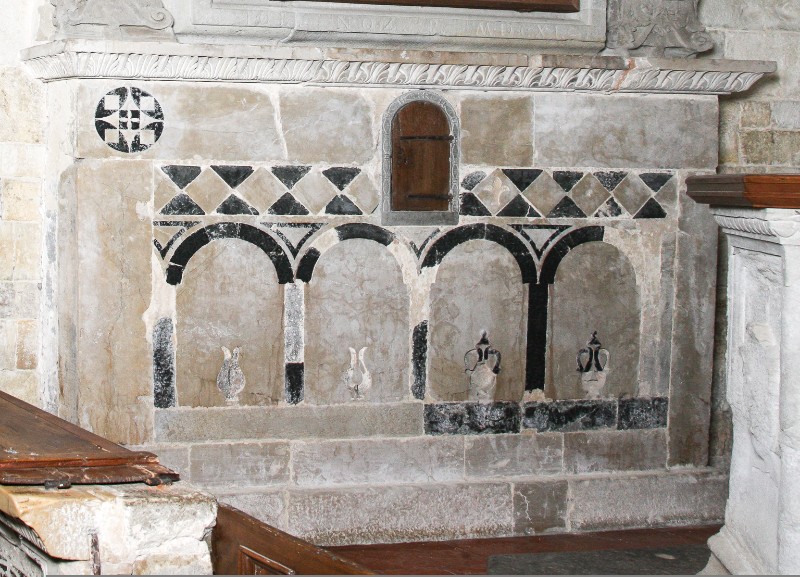 Maestranze toscane sec. XII, Pannello intarsiato con quattro vasi e losanghe