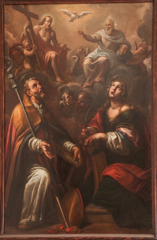 Ambito fiorentino sec. XVII, Trinità con San Martino e Santa Caterina