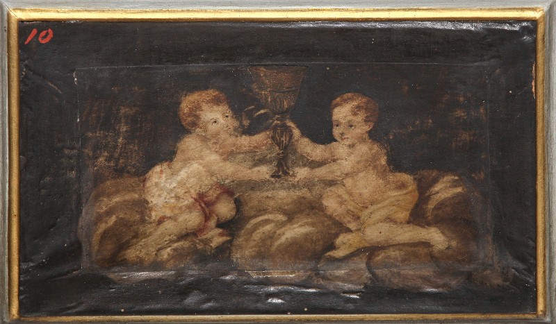 Bott. toscana sec. XVIII, Dipinto ad olio su tela raffigurante Angeli adoranti