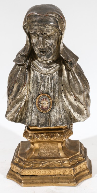 Bottega toscana ultimo quarto sec. XVIII, Reliquiario a busto con Santa Caterina
