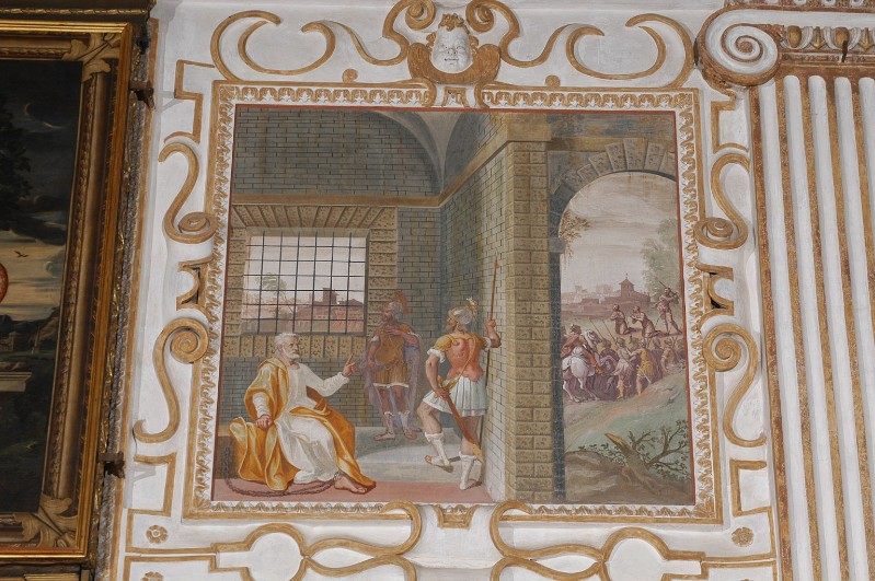 Bottega lombarda sec. XVII, San Pietro battezza in carcere Processo e Martiniano
