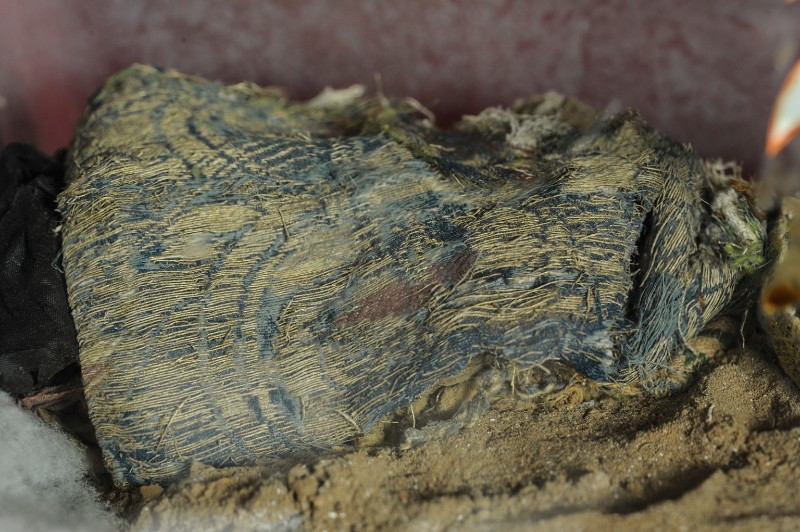 Manif. lucchese sec. XIV, Drappo azzurro con motivo a orbicoli in argento dorato