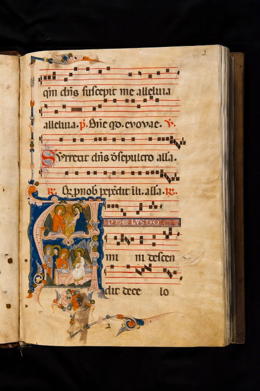 Bott. italiana sec. XIII, Libro corale con iniziali istoriate
