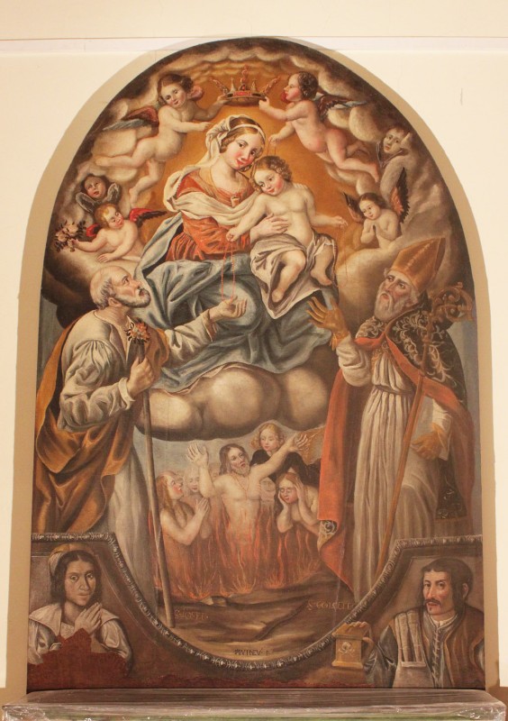 Ambito lucano sec. XVII, Madonna del rosario tra San Giuseppe e San Calogero