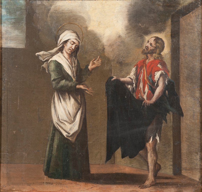 Bott. toscana sec. XVIII, Santa Zita assiste un pellegrino dipinto