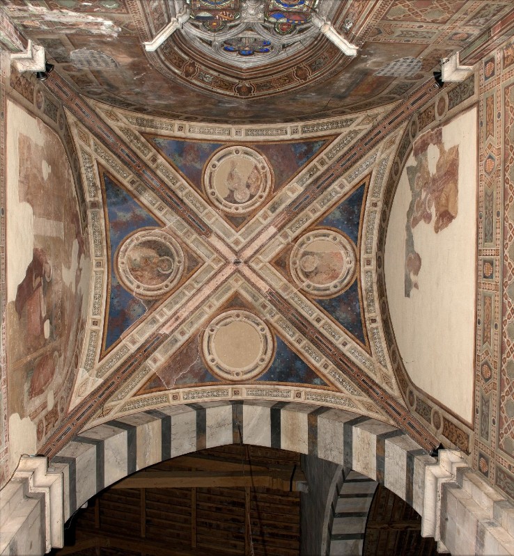 Attribuito a Francesco Neri da Volterra sec. XIV, Dipinto murale di Evangelisti