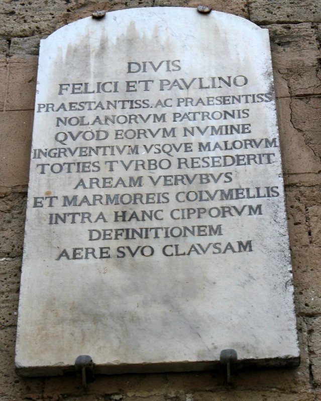 Bott. campana (1783), Iscrizione con dedica ai santi patroni Felice e Paolino
