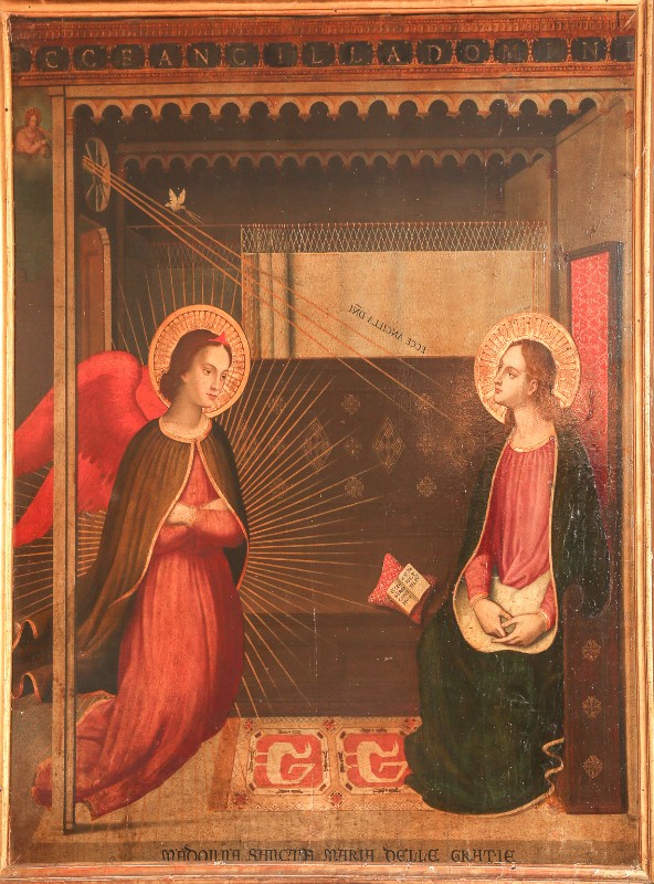 Bott. fiorentina sec. XVI, Dipinto ad olio su tela raffigurante l'Annunciazione