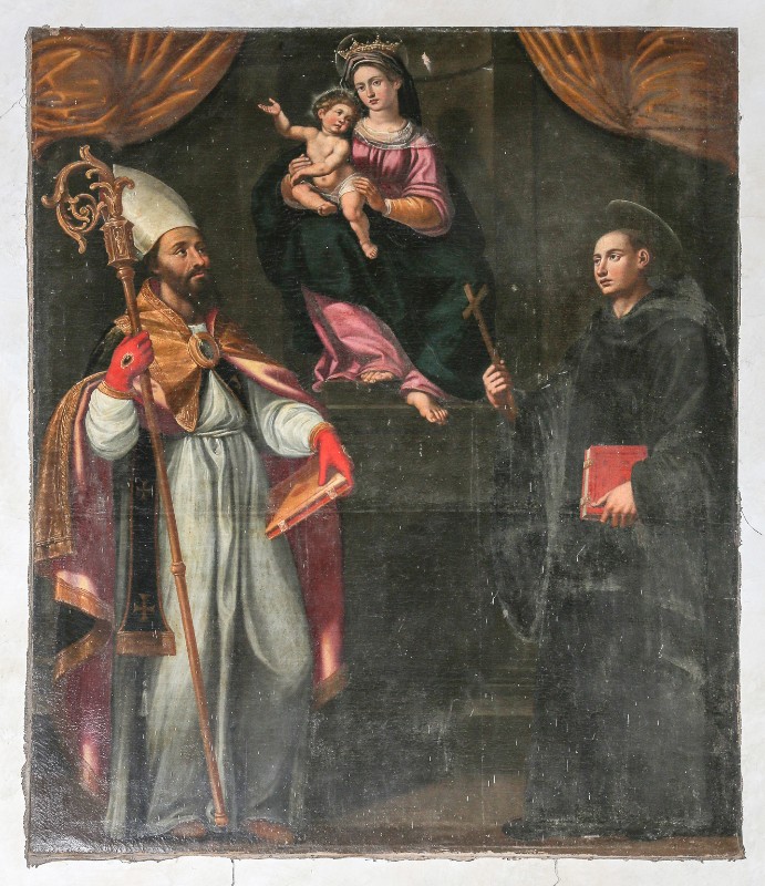 Ambito fiorentino fine sec. XVI, Madonna con Gesù Bambino in trono e santi