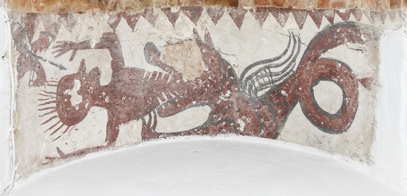 Ambito toscano sec. X, Dipinto murale con Giona divorato dal mostro