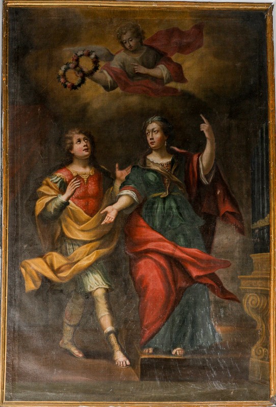 Scuola toscana prima metà sec. XVII, Dipinto con Santa Cecilia e San Valeriano