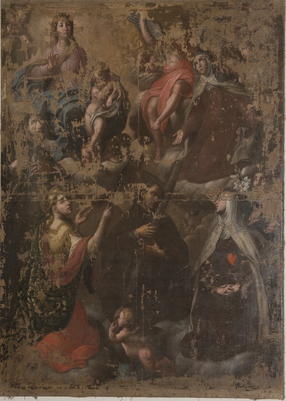 Ambito toscano sec. XVIII, Dipinto della Madonna del Carmelo e santi