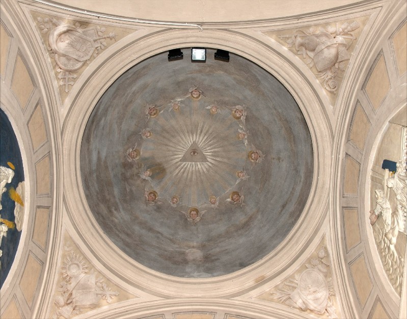 Ambito toscano sec. XX, Dipinto murale con Occhio Divino e simboli eucaristici