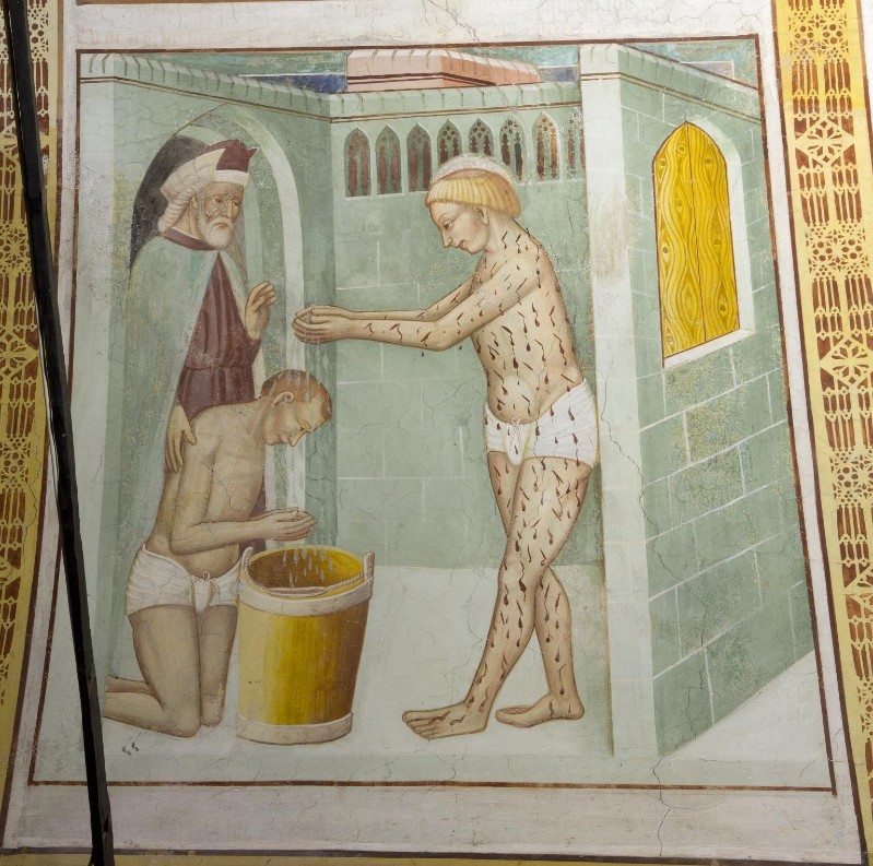 Ambito bresciano sec. XV, San Lorenzo battezza Romano in carcere