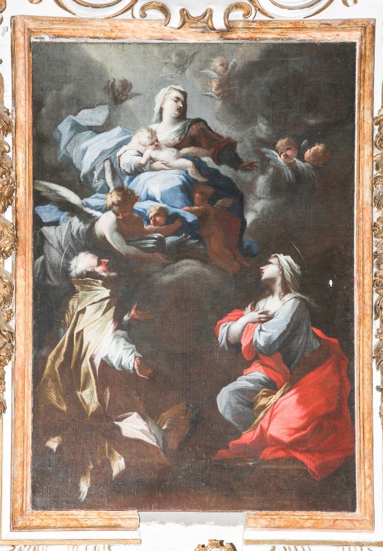 Ambito toscano inizio sec. XVIII, Madonna con San Martino e Santa Caterina