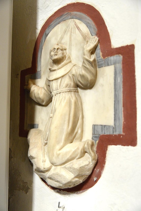 Ambito romagnolo sec. XX, Bassorilievo in marmo bianco di San Francesco