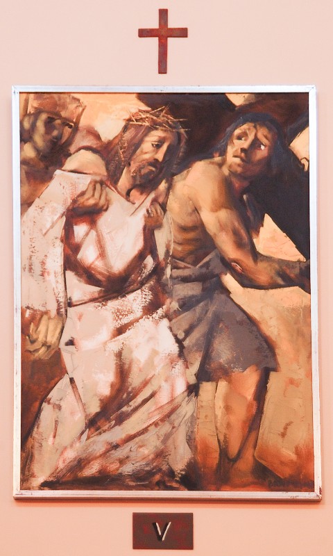 Bramante O. (1980), Gesù Cristo aiutato dal cireneo a portare la croce