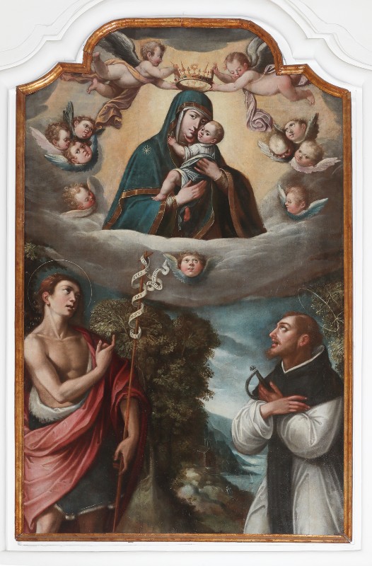 Ambito pugliese sec. XVII, Madonna con i santi Leonardo e Giovanni Battista