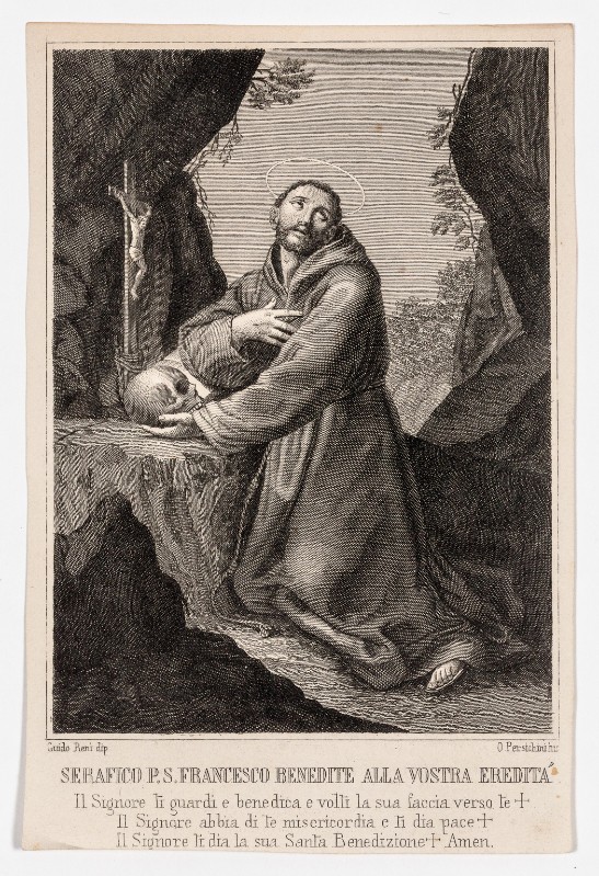 Persichini Odoardo sec. XIX, Stampa di San Francesco d'Assisi da Guido Reni