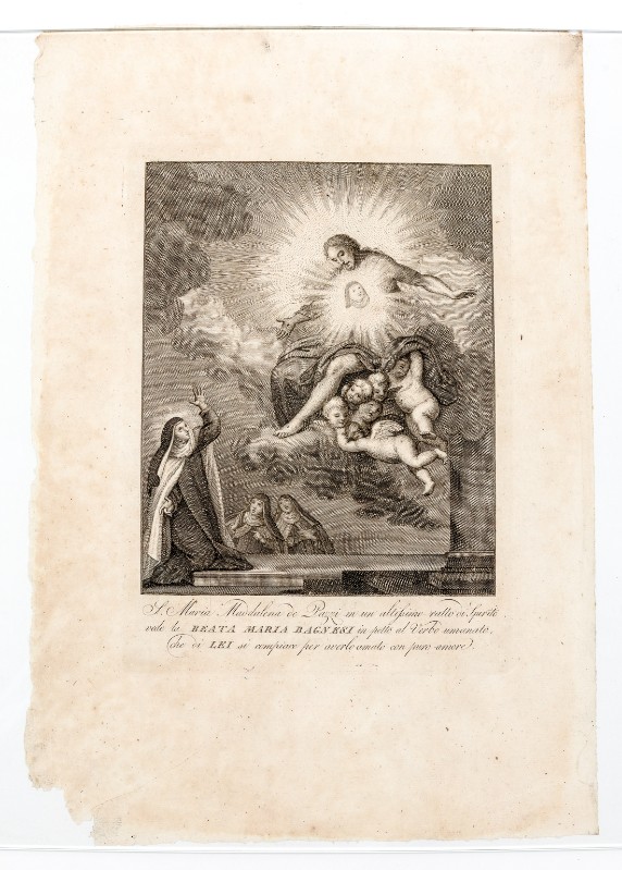 Ambito italiano sec. XIX, Stampa della visione di Santa Maria Maddalena