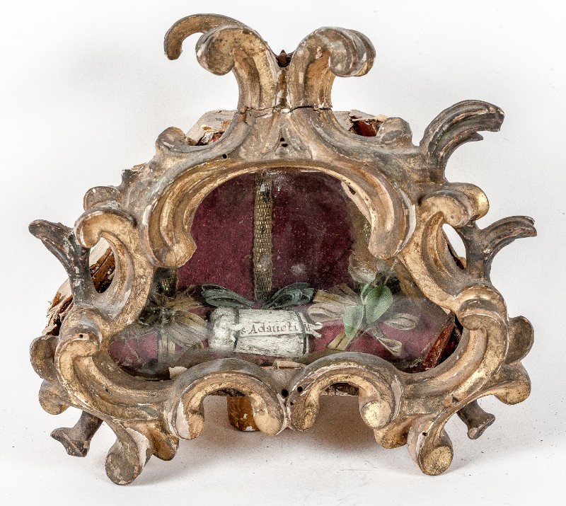 Bottega toscana sec. XVIII, Reliquiario a teca frammentario dorato