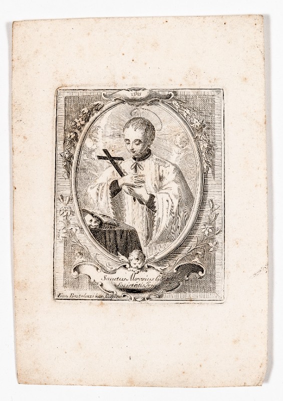 Bartolozzi F. sec. XVIII, Stampa con San Luigi Gonzaga