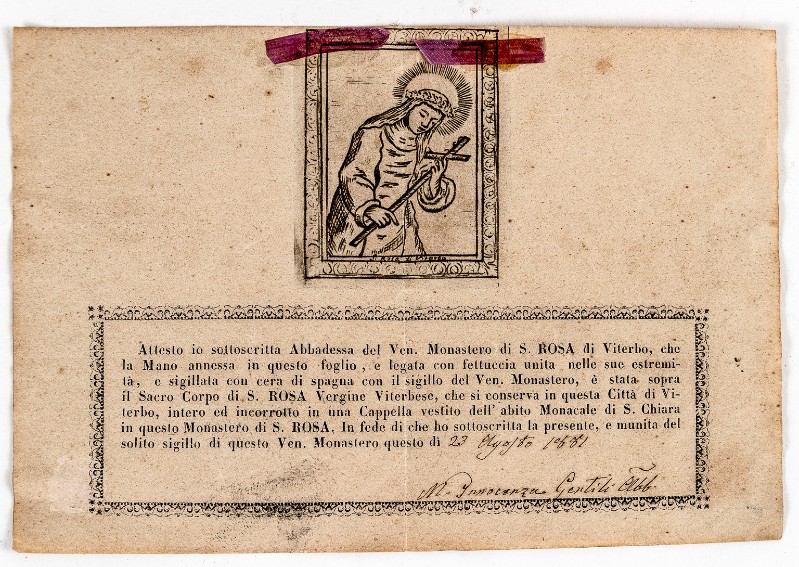 Manifattura viterbese (1881), Stampa con Santa Rosa da Viterbo