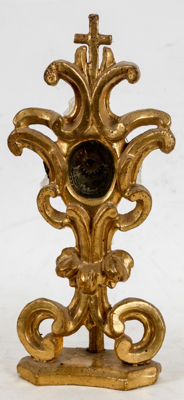Bottega toscana sec. XVIII, Reliquiario a ostensorio dorato