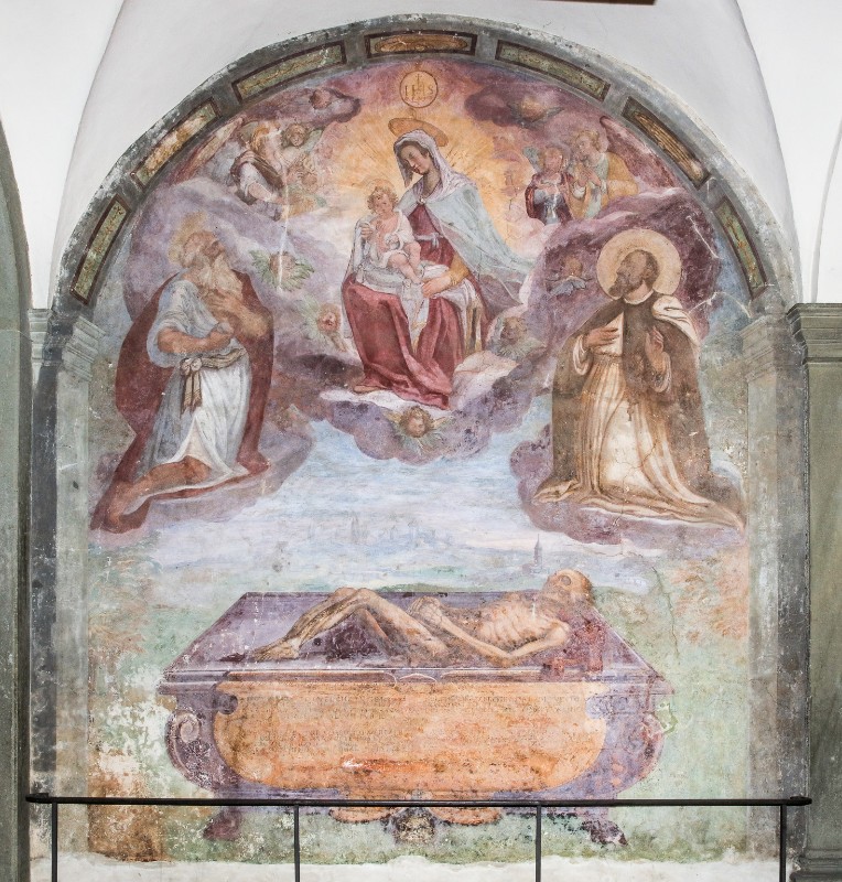 Scuola fiorentina sec. XVII, Dipinto murale con Madonna e santi