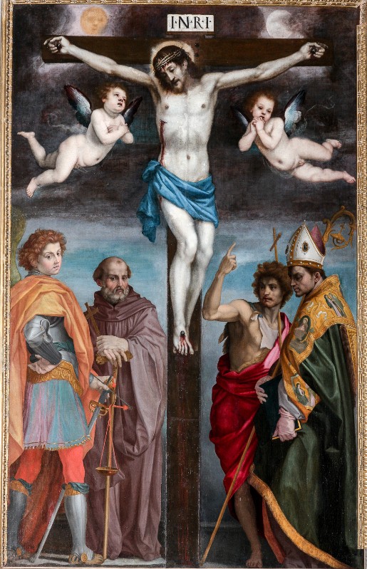 Ferrucci N. - Davanti A. (1598 circa), Gesù Cristo crocifisso e santi