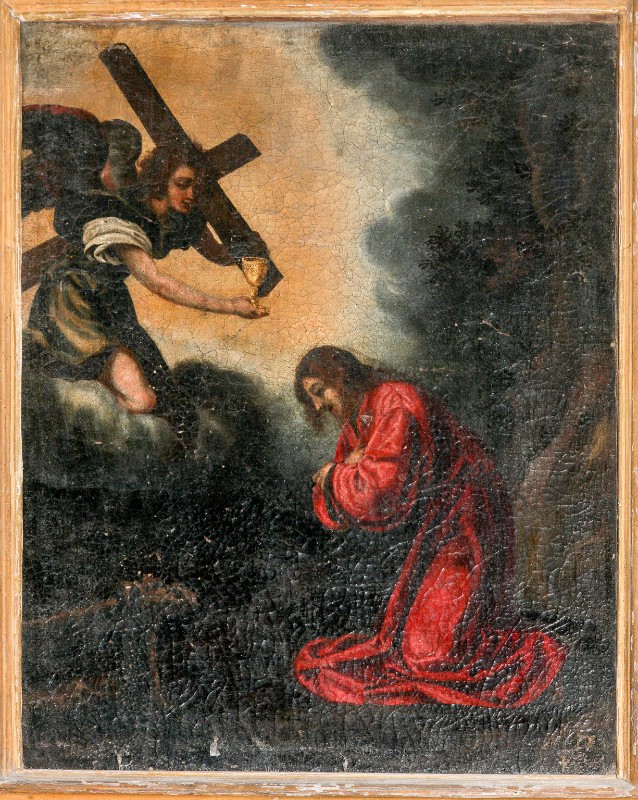 Bott. toscana sec. XVII, Dipinto ad olio su tela con Gesù consolato dall'angelo