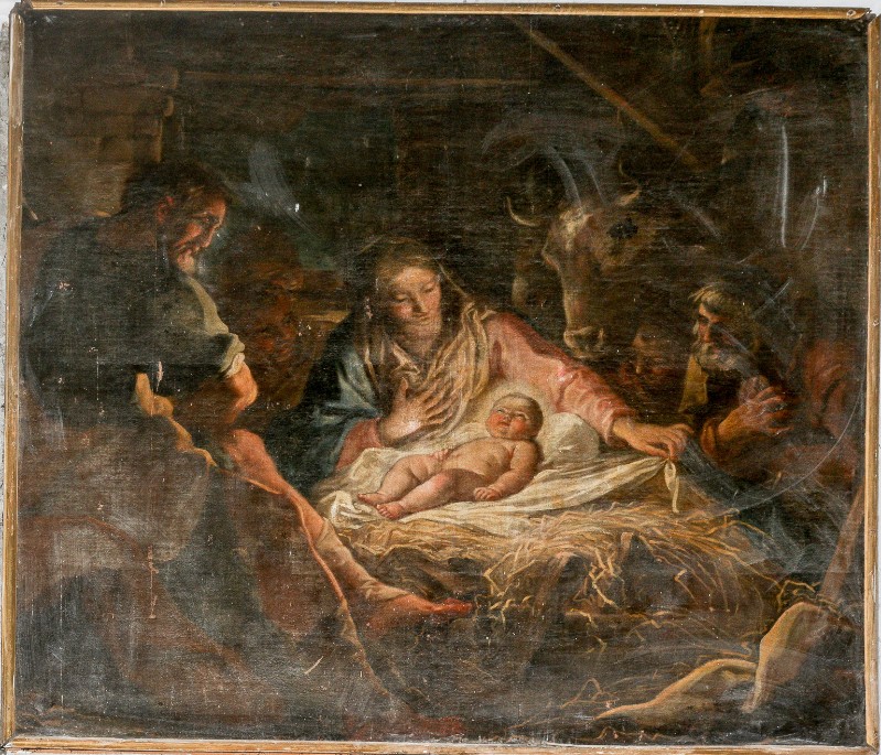 Scuola italiana seconda metà sec. XVII, Dipinto ad olio su tela con la Natività