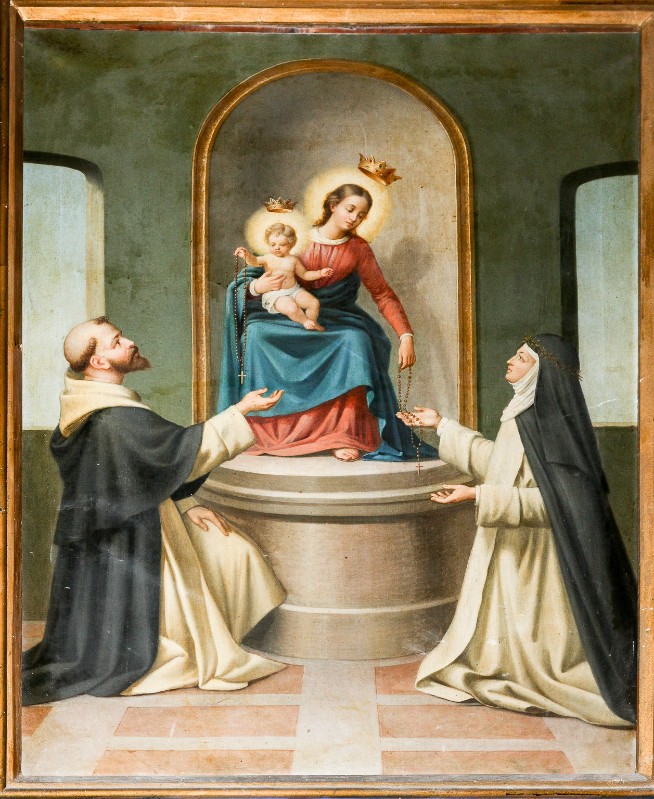Bottega italiana sec. XIX, Dipinto a olio su tela con la Madonna di Pompei