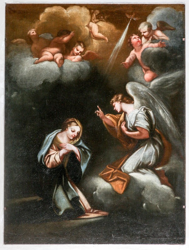 Scuola toscana metà sec. XVIII, Dipinto a olio su tela con l'Annunciazione