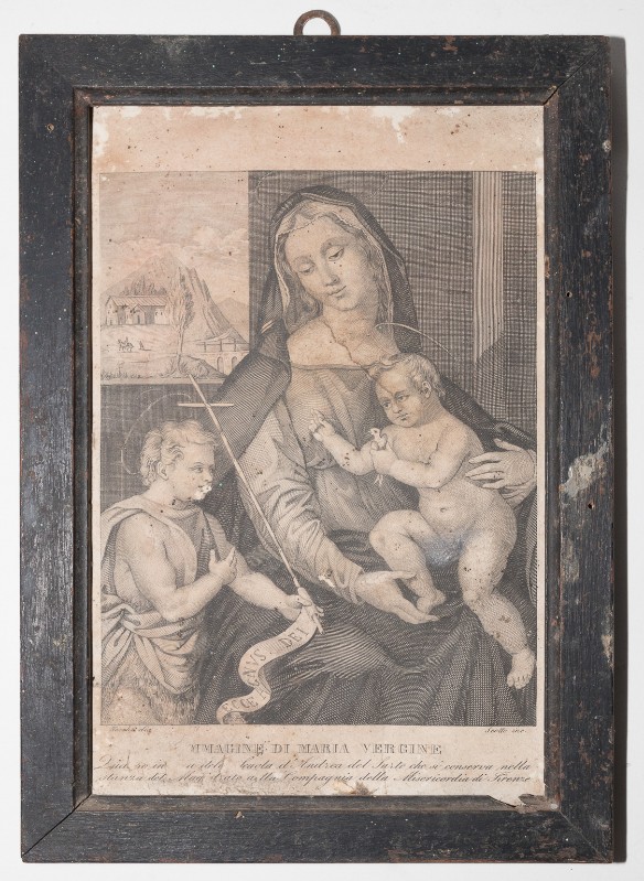 Scotto G. sec. XIX, Stampa con Madonna con Bambino e San Giovannino