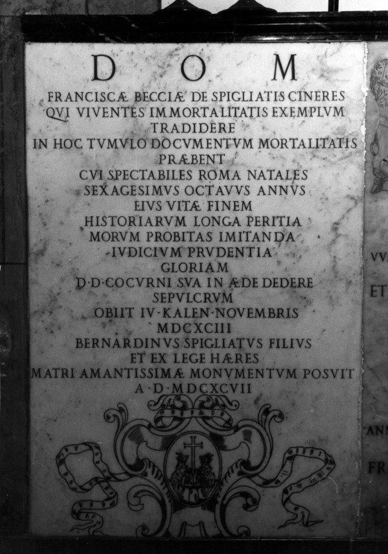 Bott. romana (1697), Lapide sepolcrale di Francesca Beccia