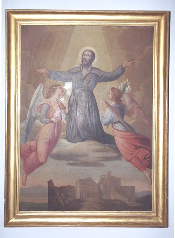 Ambito romano sec. XIX, San Giovanni Battista Labre portato in cielo