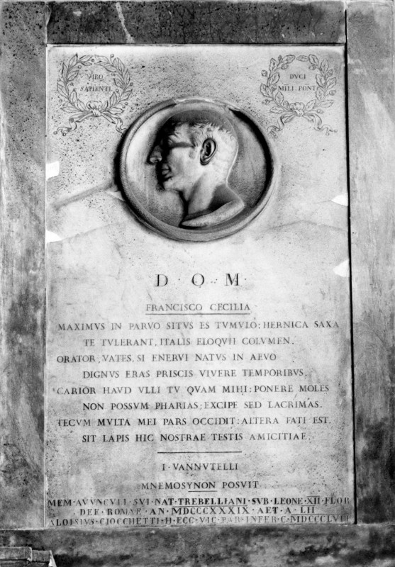 Bott. romana (1857), Lapide sepolcrale di Francesco Cecilia
