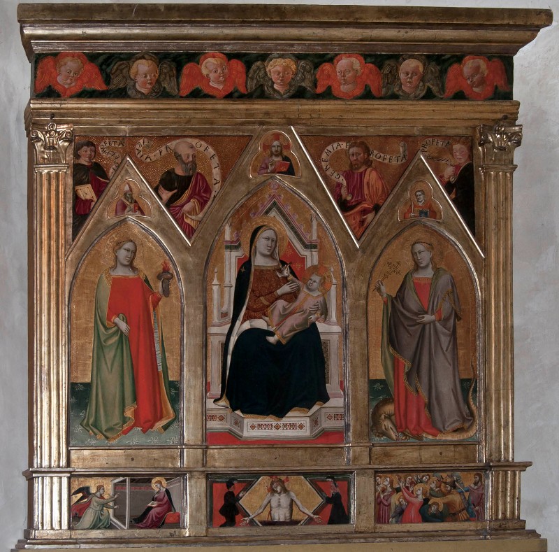 Gaddi T. sec. XIV, Madonna con Gesù Bambino in trono e due sante