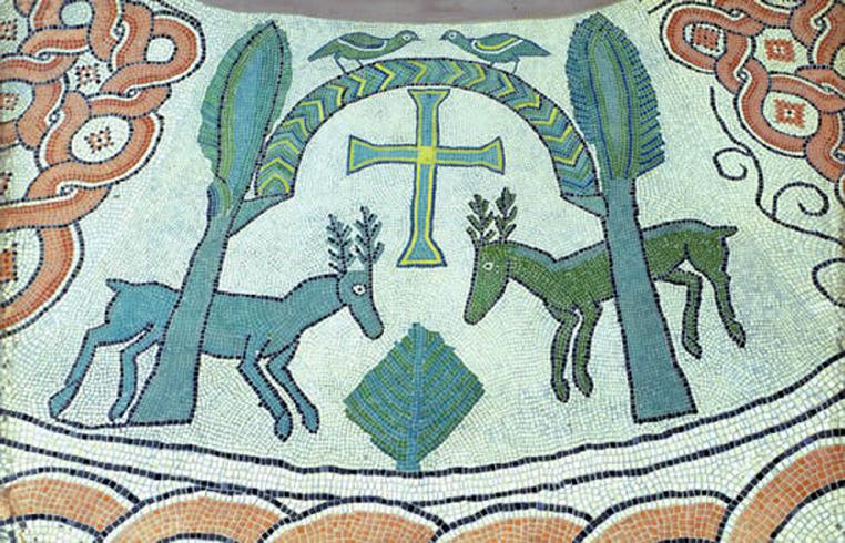  Dettaglio del pavimento a  mosaico del battistero di Butrinto