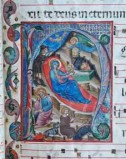 Scriptorium padovano sec. XIV-XV, Iniziale H istoriata con Natività di Gesù