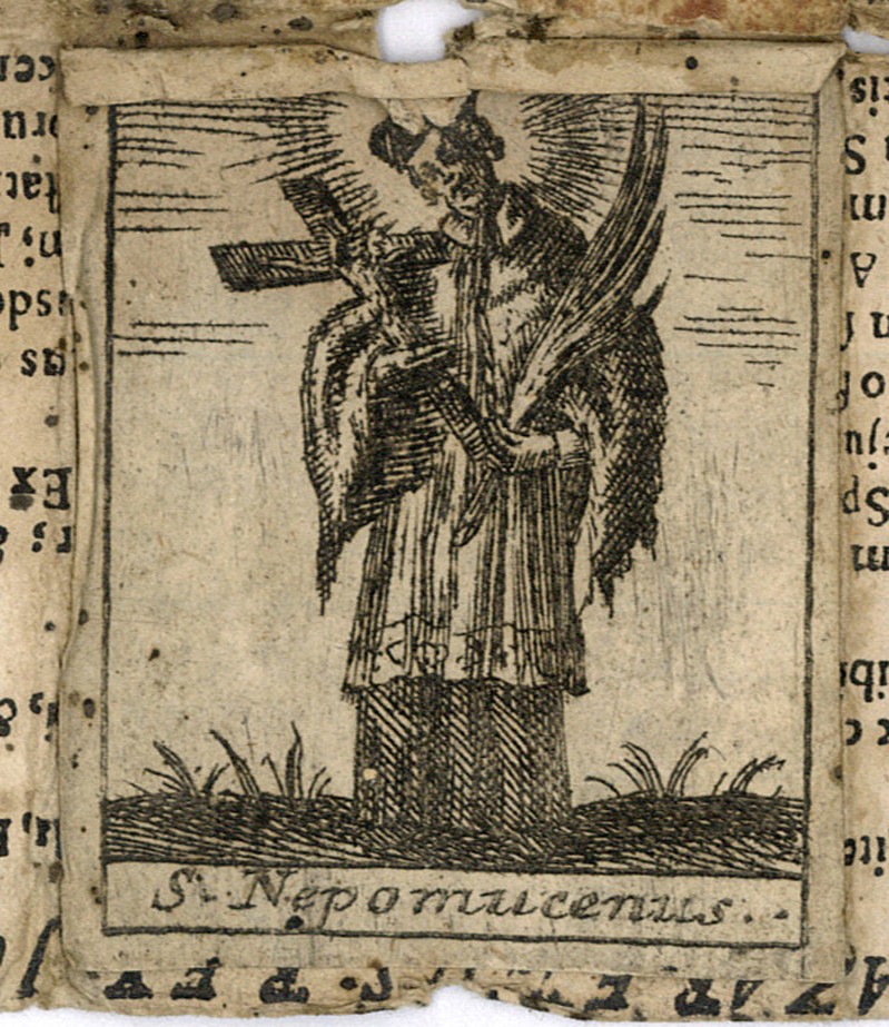 Ambito tedesco sec. XVIII, Stampa con S. Giovanni Nepomuceno