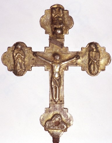 Bott. abruzzese sec. XIV, Croce processionale con angelo riverso