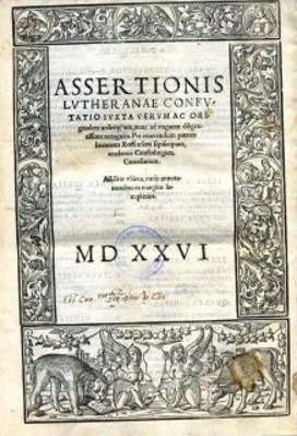 Frontespizio di Assertionis Lutheranae confutatio di J. Fisher, Venezia 1526