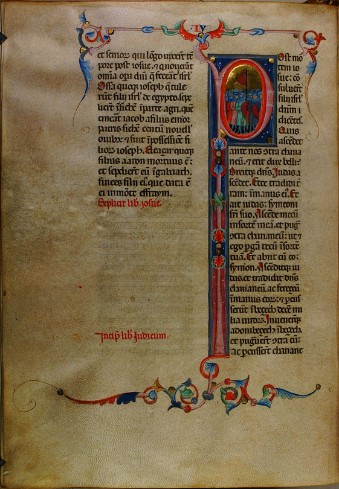Iniziale istoriata, lettera P, secolo XIV