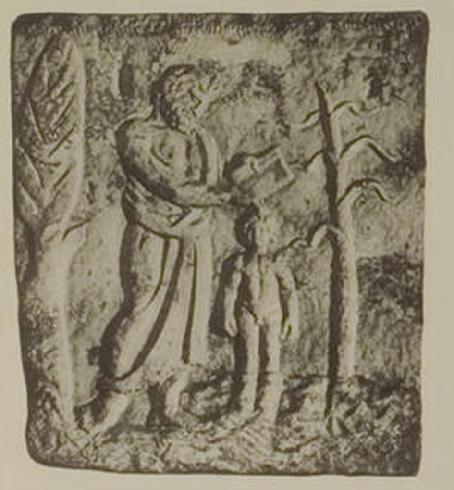  Frammento di sarcofago di Via della Lungara con la raffigurazione del battesimo tra due alberi