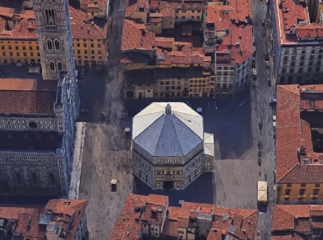 Vista dall'alto della porta sud del Battistero di Firenze